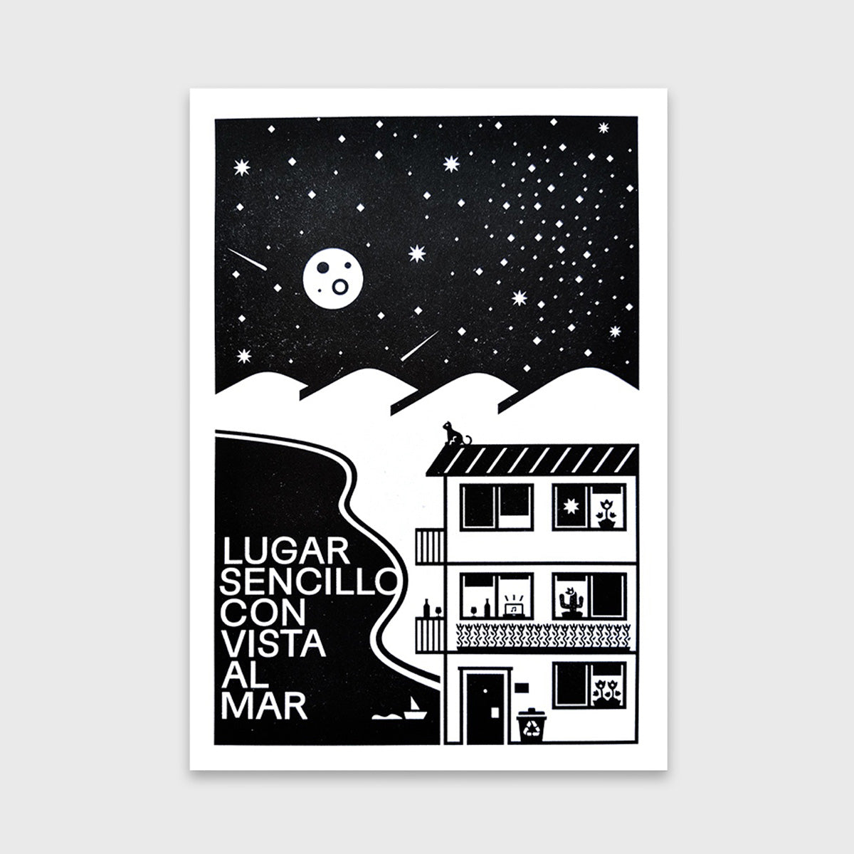 Lugar sencillo mar de día y de noche