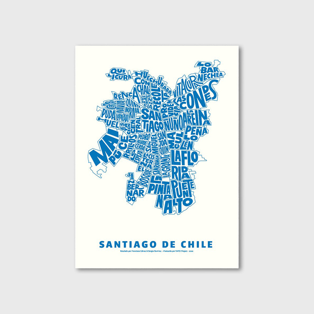 Mapa Tipográfico Santiago de Chile Azul