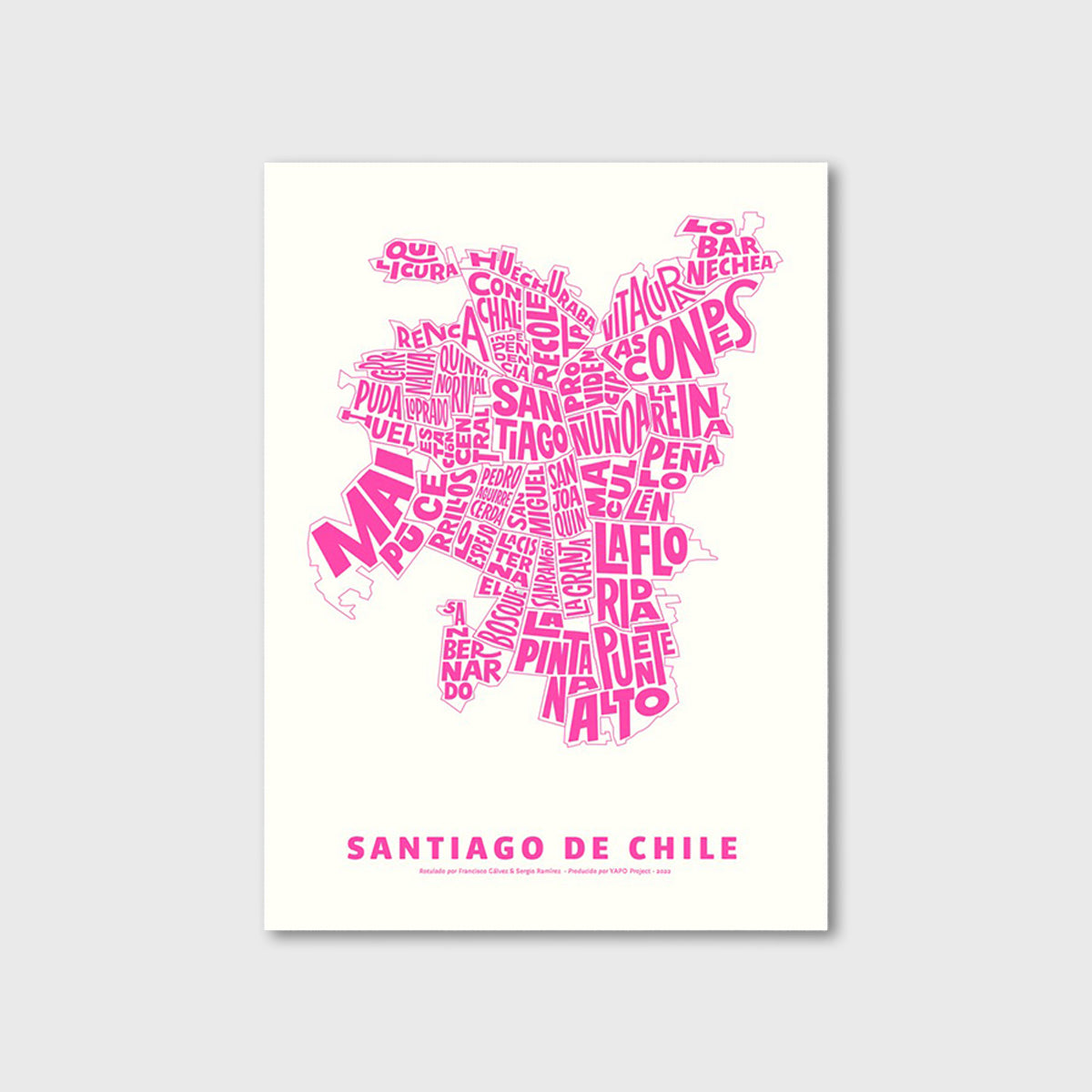 Mapa Tipográfico Santiago de Chile Rosa Fluor