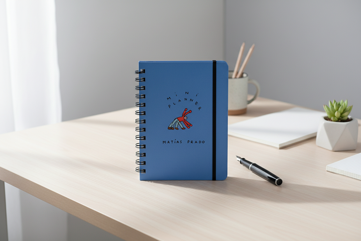 Mockup Mini Planner sobre mesa